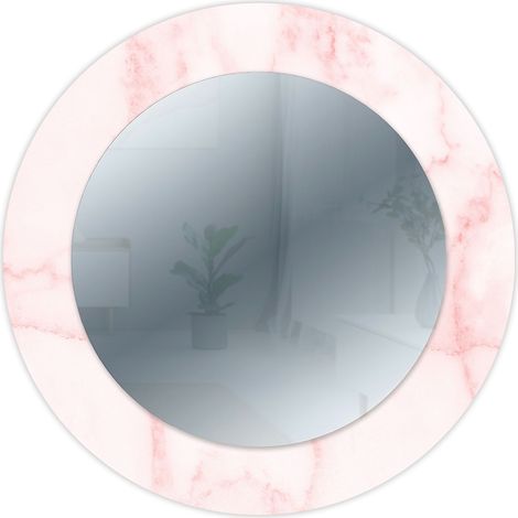 Lupia - Specchio da Parete Rotondo Moderno, MIRROR FANTASY MARMO ROSA, Cornice Stampata in Legno, Decorazione per Camera da Letto, Soggiorno, Ingresso, Diametro 65 cm (1/4)