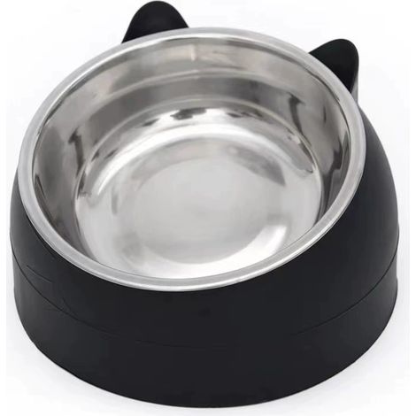 Gamelles en acier inoxydable pour chats et chiens, gamelle inclinée avec distributeur d'eau et de nourriture amovible, antidérapante et anti-déversement, pour chats et chiens de petite, moyenne et gra (1/5)
