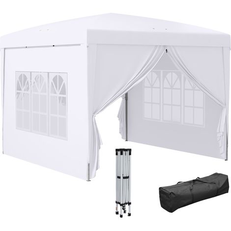 Carpa plegable con 4 paredes desmontables 3x3m cenador de jardín gazebo impermeable protección UV y bolsa de transporte para recepción evento blanco (1/7)