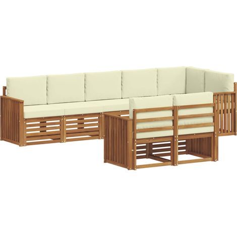 Outdoor-Sofagarnitur 8 Stk. Natur und Creme Polyester vidaXL (1/5)