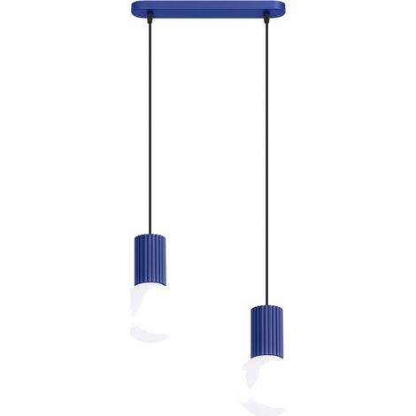 Suspensions Halo aluminium/verre outremer 2xG9 33.5cm Sollux (1/5)