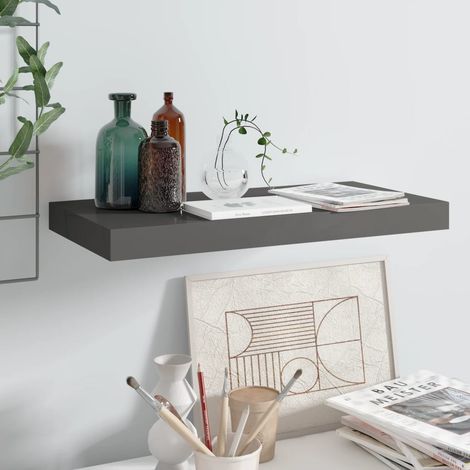 Floating Wall Shelf High Gloss Grey 50x23.5x3.8 cm MDF vidaXL (1/5)