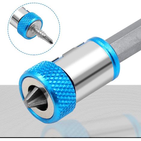 Ensemble de 5 anneaux de tournevis magnétiques antidérapants bleus pour embouts de 1/4 (1/4)
