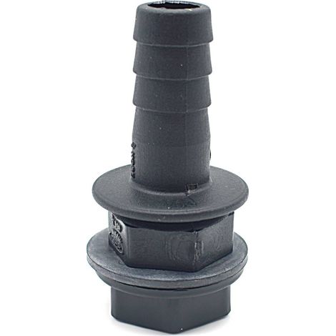 Multitanks – Embout droit cannelé Ø 19 mm pour cuve de récupération d'eau – Polypropylène – Évacuation trop plein d'eau de pluie – Joint et écrou inclus