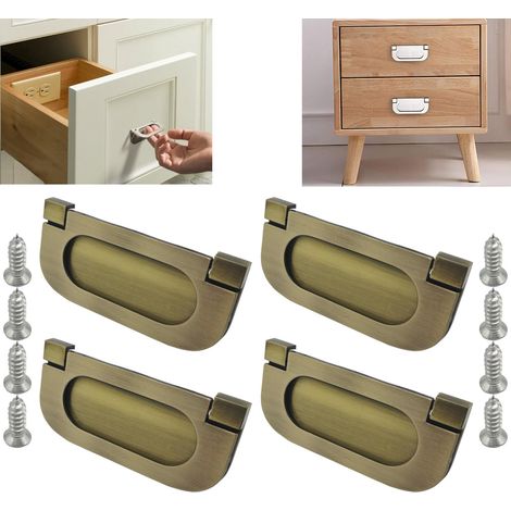 4pcs Acier inoxydable Poignées invisibles argent cupboard drawer Cabinet Wardrobe Accessories-Avec vis(75mm) Cuisine Armoire Porte Poignées (bronze) (1/4)