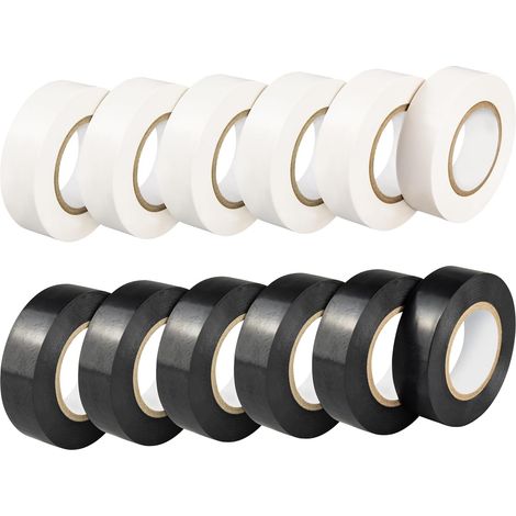 PVC Insulation Tape Black White 19 mm 18 m Pack of 12 Rolls (1/5)