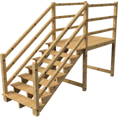 MILANO Außentreppe 7 Stufen H122 cm - Podest L189 x B120 cm - Treppengeländer links und rechts - Podestgeländer links und rechts