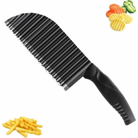 Trancheuse à Frites Couteau à Vagues en Acier Inoxydable Couteau Lame Ondulée pour Pommes de Terre Carotte Fruits ou Légumes (1/5)