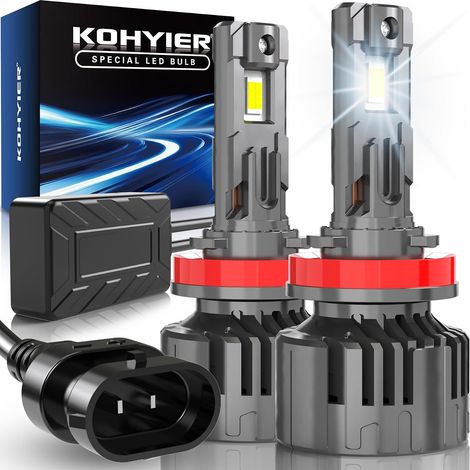 H11 LED Bulb 40000LM 180W, 6500K White 12V 24V, 1:1 Mini Size Plug and Play H11 H9 H8 LED for Car and Motorcycle, Pack of 2 (1/5)