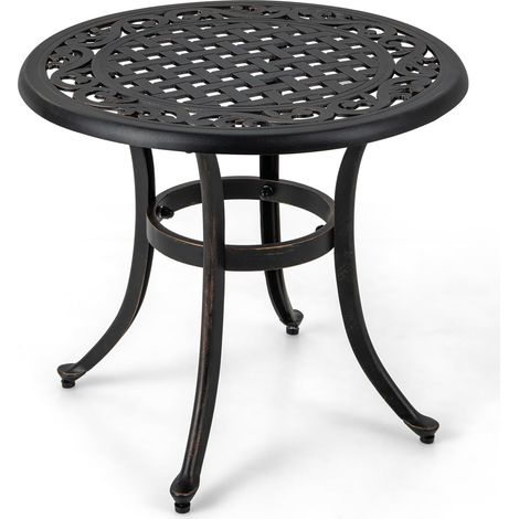 COSTWAT Mesa Jardin Exterior, Mesa Auxiliar Redonda, Estructura de Metal, Almohadillas Ajustables, Mesa de Café Jardin Balcón Terraza, 60 x 53 cm, Carga 50kg (1/5)