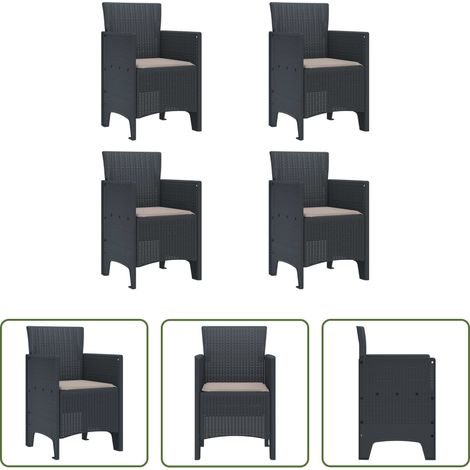 Chaise de terrasse - Chaise de jardin 4 pcs Anthracite 53 x 49 x 85 cm Polypropylène (1/5)