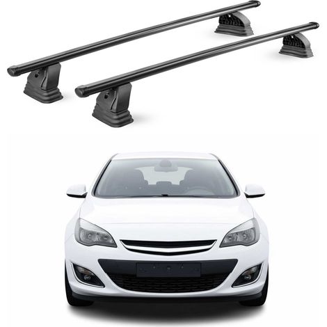 OMAC Barres de toit transversales en acier pour Opel Astra J HB Break Berline 2009-2015 – TÜV / DIN 75302:2019 – Antivol inclus – Rainure en T (accessoires) – Charge max 75 kg – 2 barres – Noir (1/5)