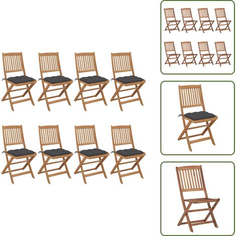 Klappbare Gartenstühle 8 Stk. mit Kissen Massivholz Akazie - Gartenstühle - Klappstühle - Holzstühle - Esszimmerstühle - Outdoor Möbel (1/5)