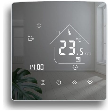 Thermostat Miroir Thermostat de Chauffage Thermostat d'ambiance programmable Thermostat Mural numérique pour Le Chauffage de l'eau Chauffage par Le Sol 3A TGR85WP