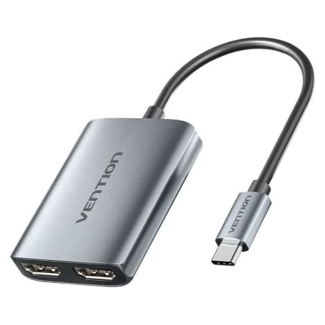 Cable Conversor Vention ACZHB/ USB Tipo-C Macho - 2x HDMI Macho/ Gris
