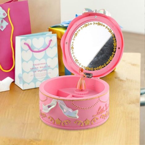 Boîte à bijoux musicale - Boîte à musique rotative avec miroir 2 couleurs cadeau en plastique pour enfants et amis (1/3)