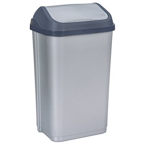 Poubelle avec couvercle basculant, 50 l, Swantje, Argent (1/6)