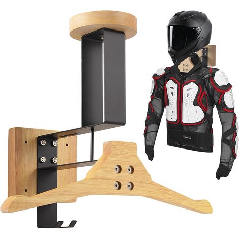 Support Casque Moto, Porte Casque Moto Mural pour Accrocher Le Casque et la Veste de Moto au Mur, Support Mural pour Gilet Tactique
