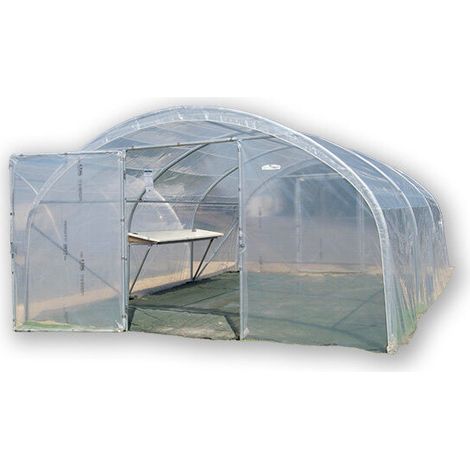 Serre tunnel PRO-400 larg 4 m , Long 12 m, Façade 1 porte simple et 1 façade pleine