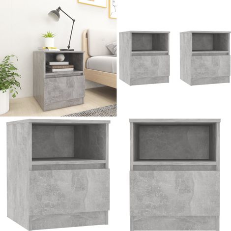 Tables de chevet 2 pcs Gris béton 40x40x50 cm Aggloméré - Table De Chevet - Meuble De Chambre - Table Nuit - Rangement - Tiroir - Home & Living (1/5)