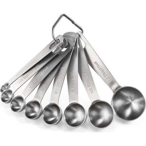 8-teiliges Messlöffel-Set: Küchenmesslöffel aus 18/8 Edelstahl (1/8 TL, 1/4 TL, 1/3 TL, 1/2 TL, 3/4 TL, 1 TL, 1/2 EL & 1 EL) (1/5)