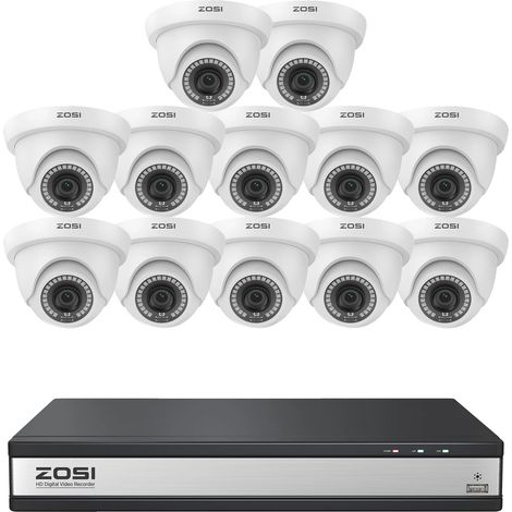 Sistema di telecamere di sicurezza, rilevamento AI, nitidezza 1080p, DVR a 16 canali con 12 telecamere, nessuno (1/2)