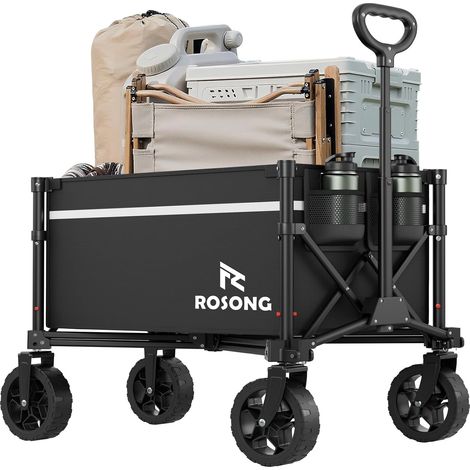 Chariot Pliable avec 4 Roues – Chariot de Course Utilitaire et Robuste pour Jardin, Transport, Course, Camping – Brouettes (Noir, 70L) (1/5)