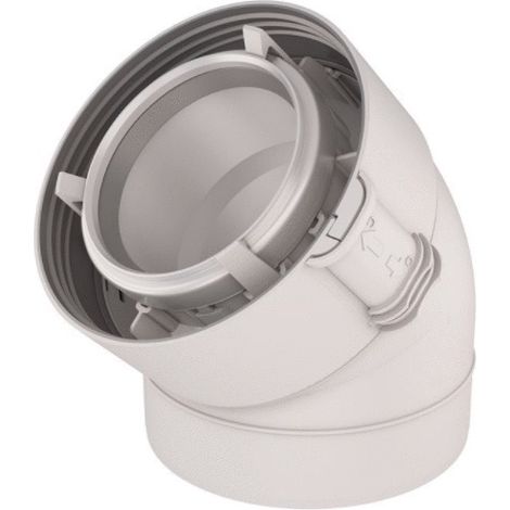 Ubbink – Coude 45° Rolux condensation 80/125 – Système de fermeture clip coulissant – Résistant aux chocs et aux frottements – Installation rapide