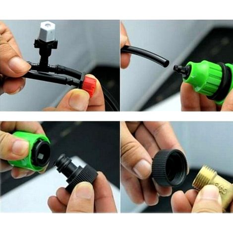 [Kit de irrigation micro] + [T5M10] + [Haute performance] Système de pulvérisation d'eau avec tuyau PVC 5m et 10 diffuseurs pour jardin, patio et terrasse (1/2)
