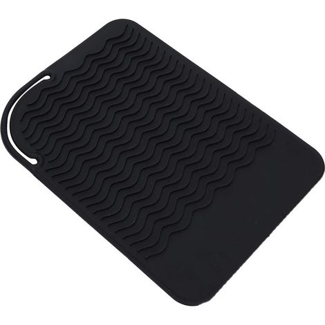 Coussin de Lisseur de Cheveux de Voyage, Housse Résistante à la Chaleur, Anneau de Boucle en Silicone, Usage Domestique pour les Salons de Coiffure (BLACK) (1/5)