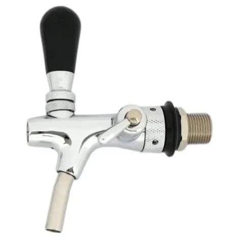 Robinet à bière Zapfhahn Kompensatorhahn Bierzapfhahn Schankhahn 7 mm version chromée, longueur de filetage 55 mm, avec rosette et écrou de serrage, touche à mousse, autofermant (1/4)