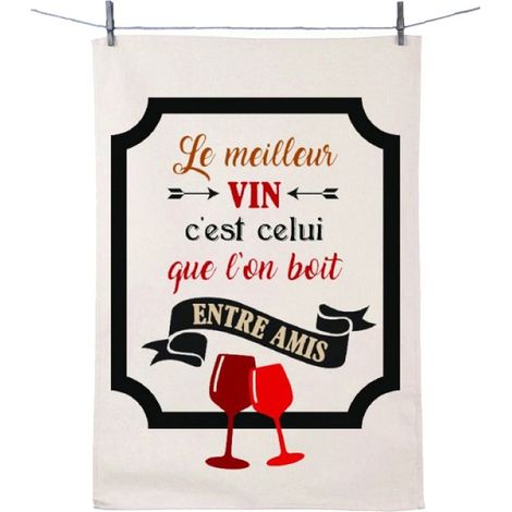 Torchon en coton décoré - Meilleur Vin