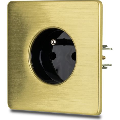 Einzelne Steckdose, schwarz gebürsteter Stahl, PVD-beschichtetes Messing (1/5)