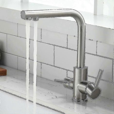 Ce robinet de cuisine à trois voies peut pivoter à 360 degrés et est équipé d'un purificateur d'eau 3 en 1 pour la purification de l'eau potable, et dispose d'une commande bipolaire.Accessoires (1/5)