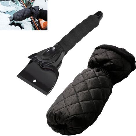 Grattoir à Glace avec Gant raclette Pare Brise,Doublure chauffante,Bande élastique enserré, de Glace Gratte Glace Voiture Professionnel Rencontre Le Meilleur grattoir Pare Brise Voiture Gant