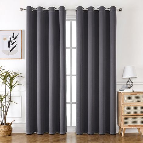 Kindfiber OÜ-Lot de 2 Rideau Occultant Thermique Isolant Anti Froid et Chaleur 140x200 (lxH) Tenture Opaque à Oeillets Isolation Lumiere Uv Decoration Chambre (1/5)