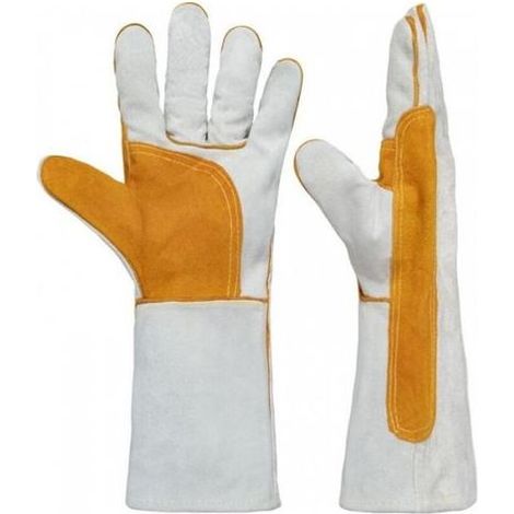 Welding gloves, long, welding protection, thermal insulation, wear-resistant, 36 cm (1/4)