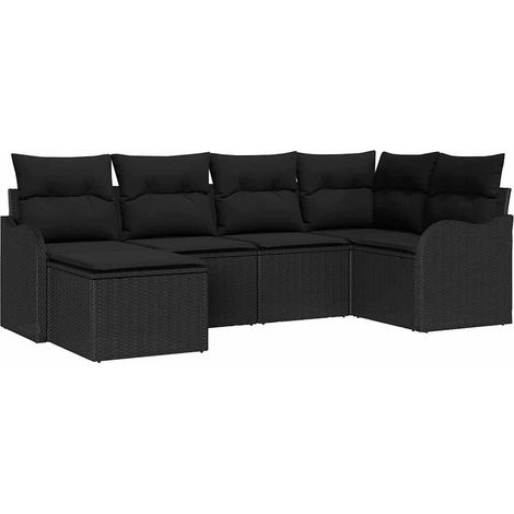 Maison Exclusive - Gartensofa-set 6 pcs Schwarz Poly-Rattan