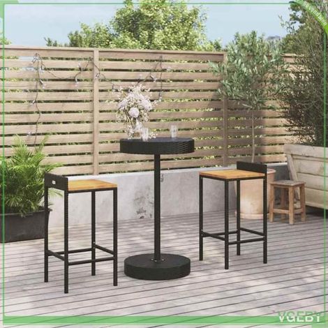 Ensemble de bar de jardin - FAFEICY - 3187714 - Noir - Rotin poly & acacia massif - 3 pièces (1/5)