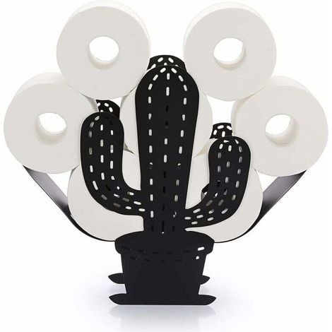 Support de Rouleau de Papier Toilette Porte-Papier en métal Stockage de Papier en Forme de Cactus pour Salle de Bain (Noir)-Crezuo