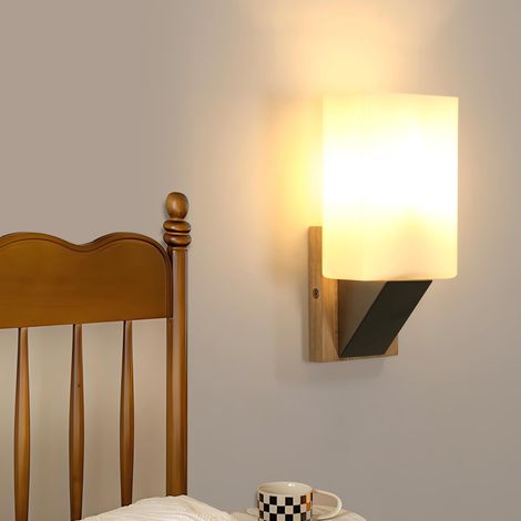 Applique Murale Intérieure Bois, Rectangle Moderne Lampe Murale (1/5)
