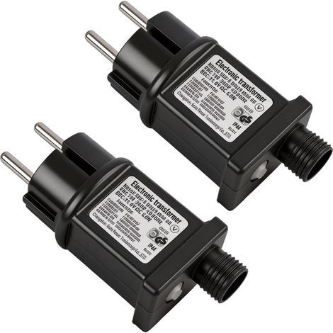 Lot de 2 transformateurs adaptateurs IP44 31 V pour guirlandes lumineuses LED avec prise électrique et contrôleur multimode étanche avec fonction minuterie pour décoration intérieure (1/5)