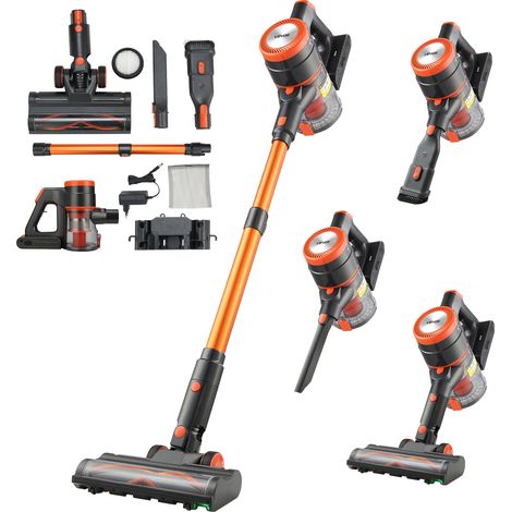 VEVOR Aspiradora Inalámbrica Escoba Recargable, con Potencia de Succión Máxima 40 kPa, con Depósito de Polvo y Pantalla LED, con 47 min Autonomía para Alfombras, Pelo de Mascotas y Suelos Duros (1/5)
