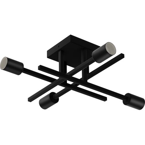 EMITTO Semi Flush Mount Ceiling Light Fixture Matte Black 4 Light E27 Socket (1/5)