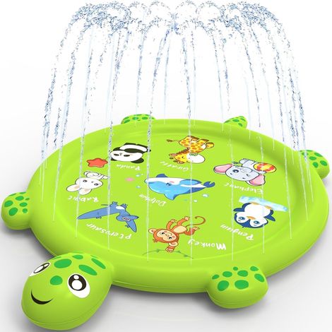 170CM Tapis de Jeu d'eau Splash, Tortue Dauphin Girafe Sirène Dinosaure Motifs Tapis D'arrosage Été Jardin Extérieur Jouets à Eau à Jet d'eau pour Enfants Animaux Familiales Activités (1/5)