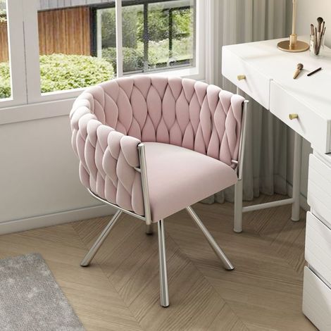 Chaise - GUTENT - Velours rose - 4 pieds en métal - Capacité 150 kg - Design ergonomique (1/5)