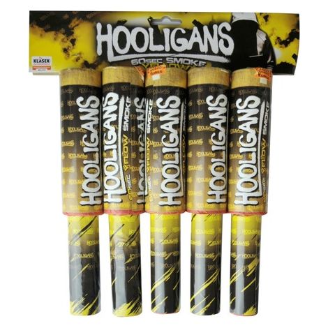 Bougie fumigène Hooligans avec poignée, jaune, lot de 5. (1/5)