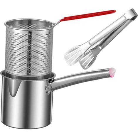 Friteuse Portable en Acier Inoxydable 1.8l Poignée, Poêle à Frire Profonde Polyvalente Cuisine et Usage Domestique, Facile à Nettoyer (1/5)