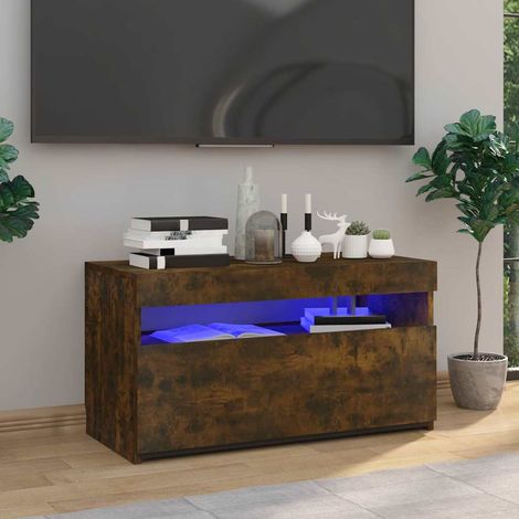 vidaXL TV Cabinet with LED Lights Smoked Oak 75x35x40 cm (1/5)