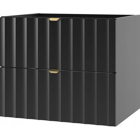 Meuble de salle de bain sous vasque suspendu ARCOS noir 60 cm façades rainurées